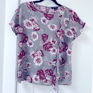 Banana Republic floral blouse in plum and grey